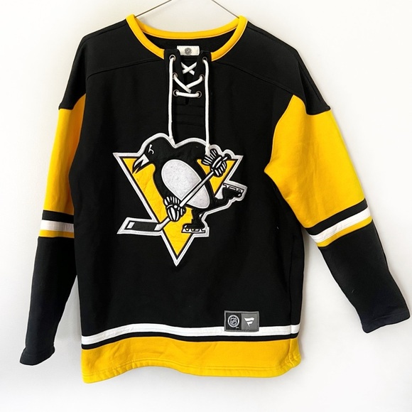 Pittsburgh Penguins Sweatshirt Men’s Medium Black Fanatics Lace Up Sweater NHL - Picture 8 of 8